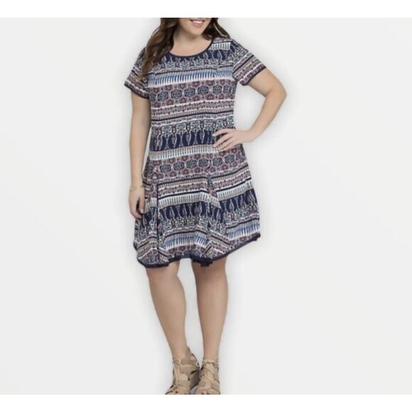 Torrid Short Sleeve Challis Tapestry Midi Dress Size 4 Flowy Feminine - Picture 1 of 5